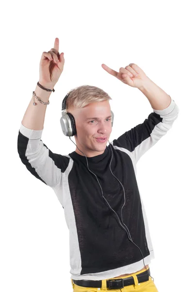 Man in headphones dancing — Stock Photo, Image