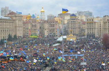 Majdan Nezalezhnosti. Kiev. Ukrayna. Aralık 1. 2013 bağımsızlık Meydanı. Meydan. Kiev.??? ????????????. ????, ???????. 1 ??????? 2013???.