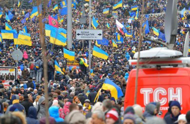 Kiev, Ukrayna. Aralık, 2013. Bağımsızlık Meydanı Kiev'strike. Kiev Maidan Nezalezhnosti bir toplantı. ?????? ????????????, ??????? 2013