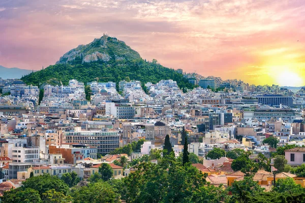 Beautiful View Central Part Greek Capital City Athens Backdrop Mount — 스톡 사진