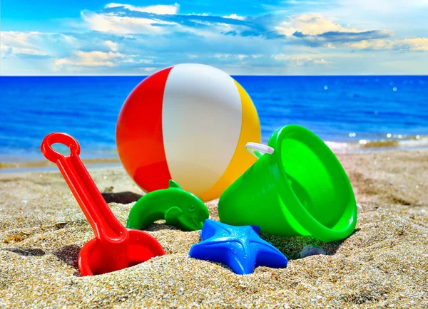 Jouets Pour Enfants Pour Jouer Dans Bac Sable Sur Plage — Photo