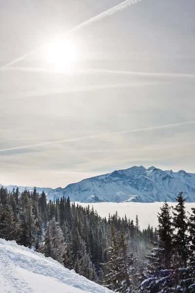 Montagne sotto la neve. Comprensorio sciistico Zell am See. Austria — Foto Stock