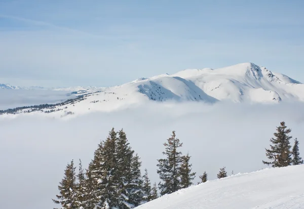 Góry pod śniegiem. Ośrodek narciarski zell am Zobacz. Austria — Zdjęcie stockowe