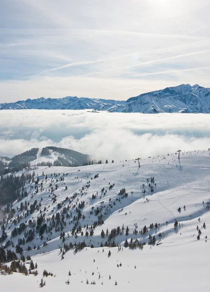 Ski resort zell am vidět. Rakousko — Stock fotografie
