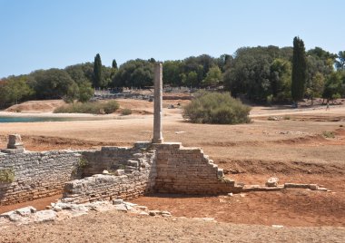 Antik Roma kalıntıları. brijuni Milli Parkı. Hırvatistan