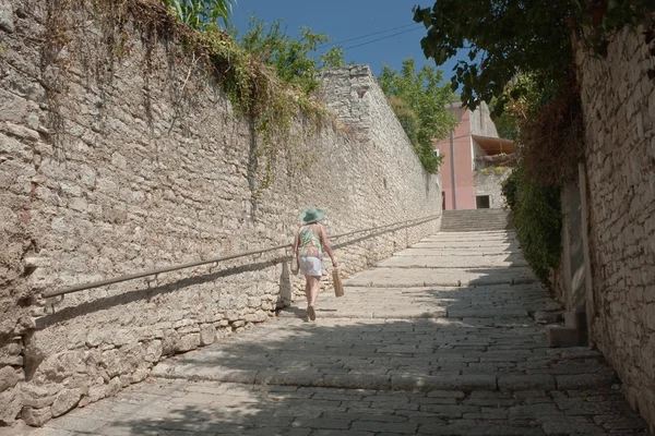 Tourists climb the stairs — Stock Photo, Image