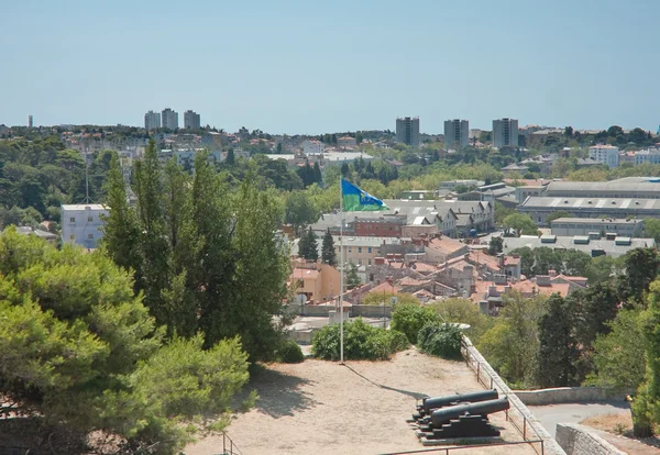 View of the city and the bay from the hill Kastel. Pula. Croatia — Stock Photo, Image