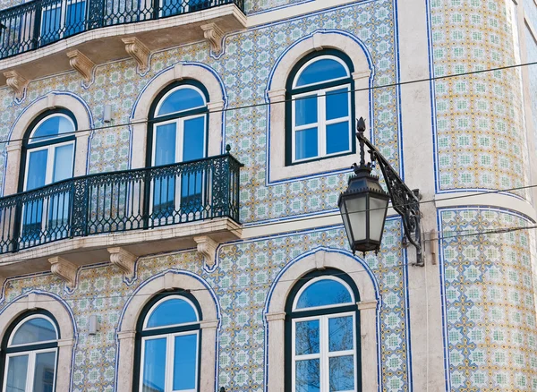 Front of the house, decorated tiles, Lisbon, Portugal — Stock Photo, Image