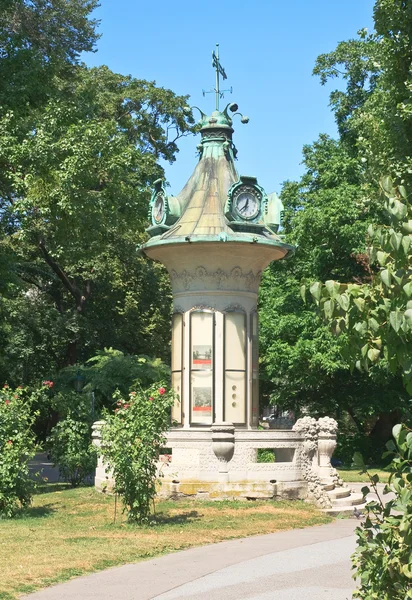 A pillar of the clock. Stadtpark. Vienna. Austria — Stock Photo, Image