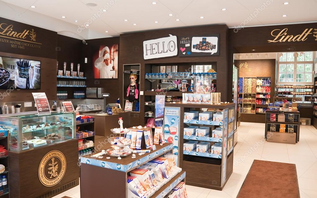 Interior of shop of the Swiss company Lindt, Vienna, Austria