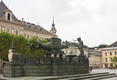 klagenfurt Dragon çeşme. Carinthia. Avusturya
