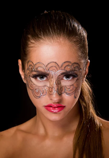 Mujer joven con maquillaje de encaje — Foto de Stock