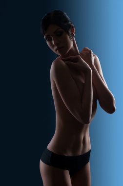 İç çamaşırlı seksi kadın.