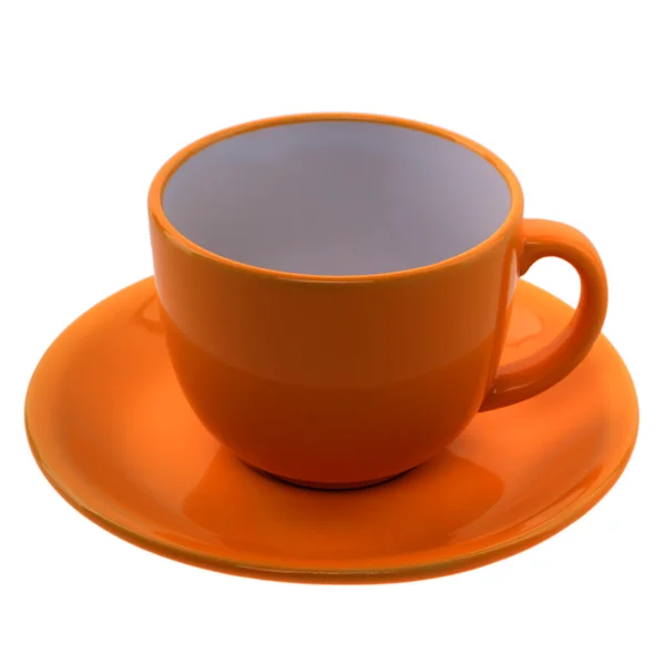 橙色咖啡杯和碟 — 图库照片
