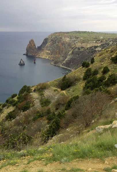 Морський пейзаж з камінням — стокове фото