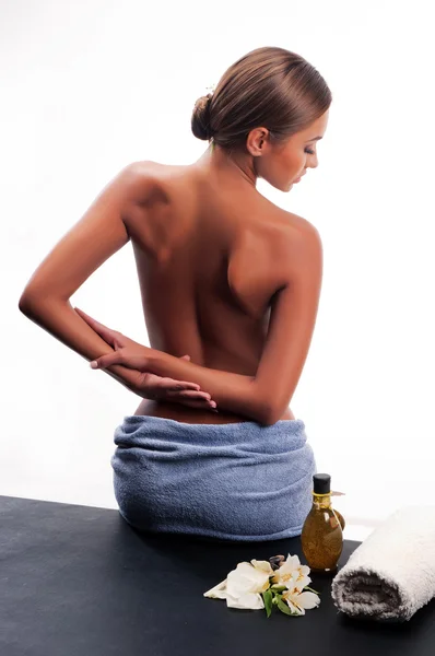 Female during luxurious procedure of massage — Stock Photo, Image