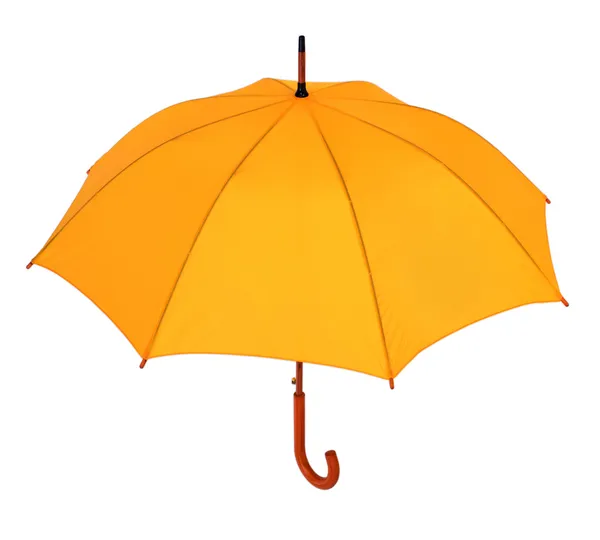 Желтый зонтик на белом фоне — стоковое фото