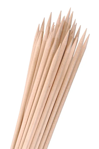 Multiple wooden bamboo skewers laying — Stock Photo, Image