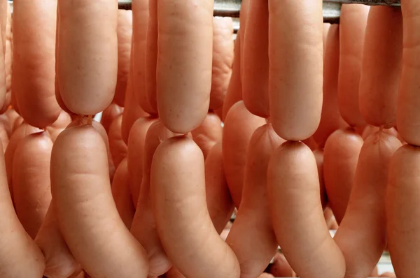 Sausage hanging in the warehouse — Stock Photo, Image