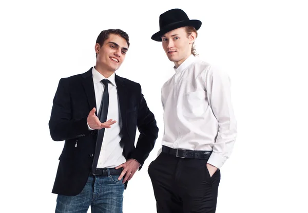 Two young men on a white background — Stock Photo, Image