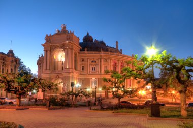 Old Opera Theatre Building in Odessa Ukraine night clipart