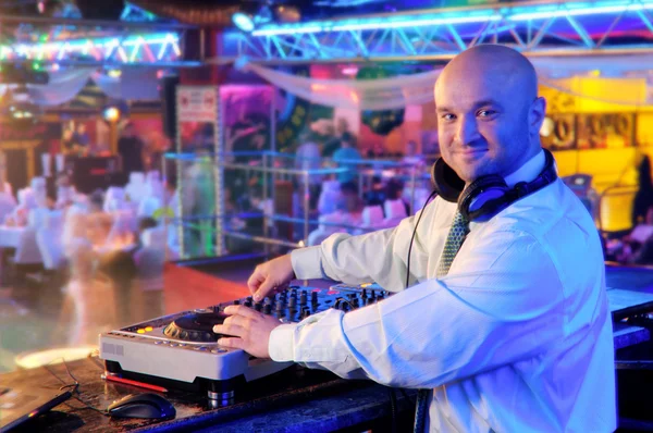 DJ behind the control panel — Stock Photo, Image