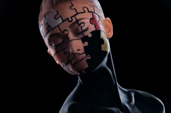 Puzzles peints sur le visage — Photo