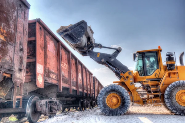 Graafmachine lader met backhoe werken — Stockfoto