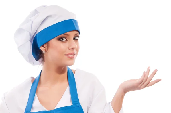 Menina na roupa cozinheiro — Fotografia de Stock