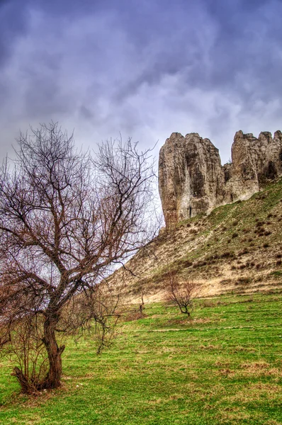 The rocky outcrop is located in the Upper Cretaceous — Stock Photo, Image