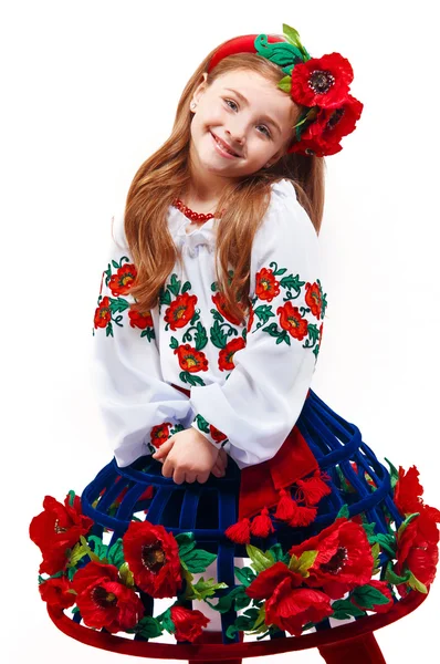 Young pretty girl in a ukrainian national costume — Stock Photo, Image