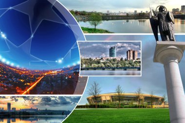 Collage of photos of the city Donetsk, Ukraine clipart