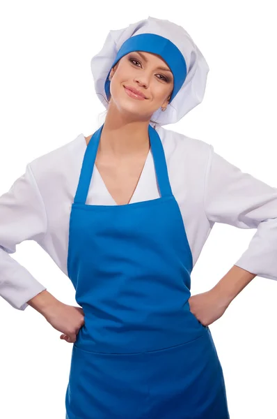 요리사의 모양에 있는 젊은 여자 — 스톡 사진