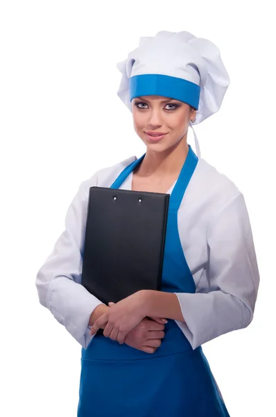 Fille en uniforme de chef — Photo