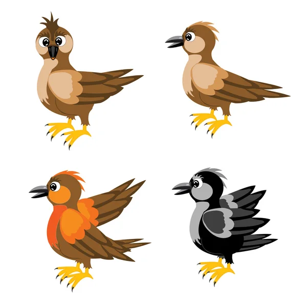Muchos pájaros gorrión — Vector de stock