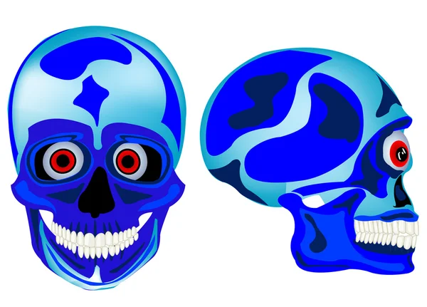 Cartoon skull of the person in front and profile — Stock Vector