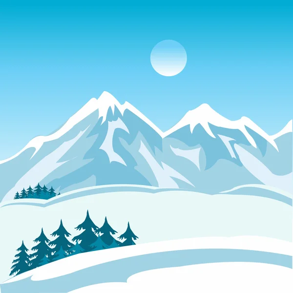 Winter in mountain — Stock Vector