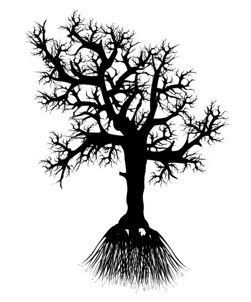 Árvore silhueta com raiz — Vetor de Stock