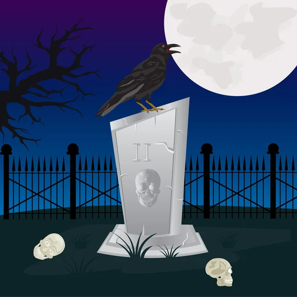Natt på kyrkogård — Stock vektor