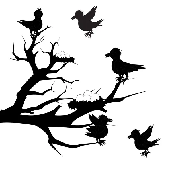 Arbre avec oiseau — Image vectorielle