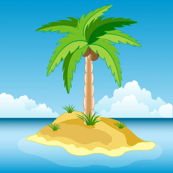 Desert island in ocean — Stock Vector
