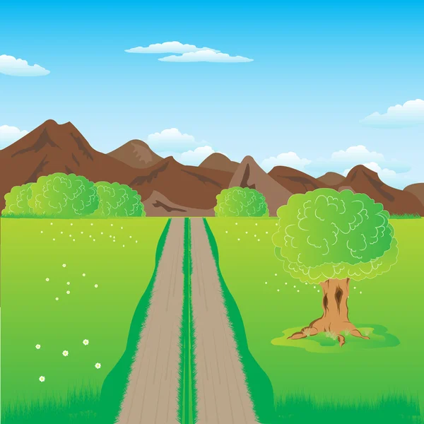 Camino en las montañas — Vector de stock