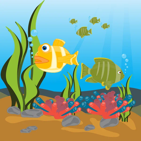 Tropical fishes seaborne — Stock Vector