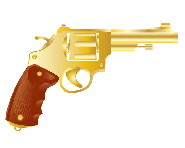 Revolver from gilded metal — Stock Vector