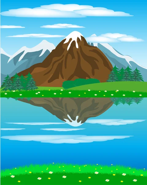Paysage avec rivière de montagne oi — Image vectorielle