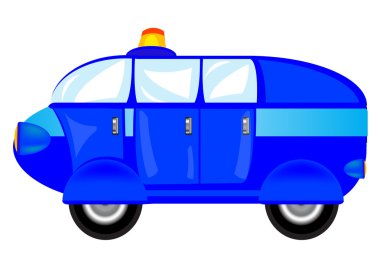 beyaz zemin üzerine mavi çizgi film araba