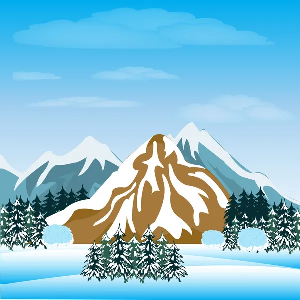 Invierno en montaña — Vector de stock