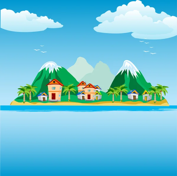 Small island in ocean — Stock Vector