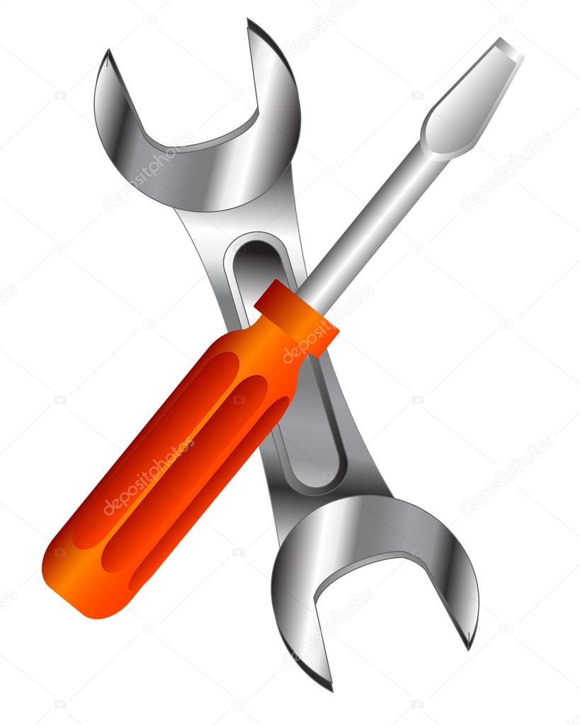 Tools wrench and screwdriver