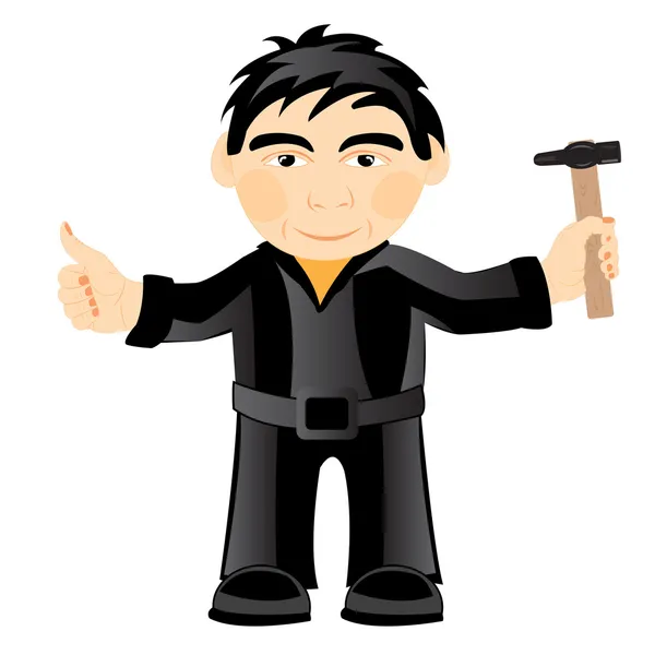 Hombre con mazo — Vector de stock